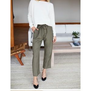 Emerson Fry Paris Pants paper bag tie waist lightweight army green